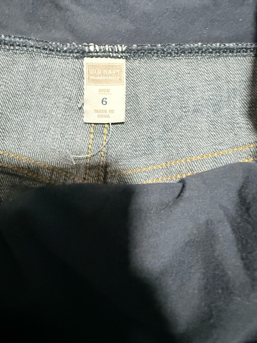 Old Navy Maternity Denim Bermuda Shorts in Dark Blue with Black Waistband - Picture 3 of 5